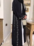 Elegant Black Abaya with Side Embellishment – Premium Nida (3-Piece Set)